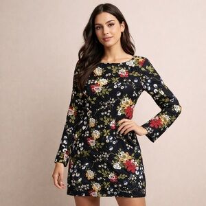 Trelise Cooper Dress 6 Black Silk Embroidered‎ Floral Boston Tee Party READ